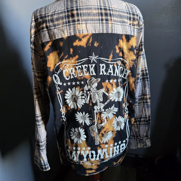 BUCKLE- La la Island Upcycled Yellow/black Flannel, Creek Ranch Wyoming Size S - Picture 6 of 12